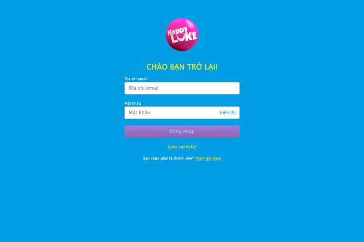 Đăng nhập tài khoản thành viên để tham gia chơi game đổi thưởng HappyLuke